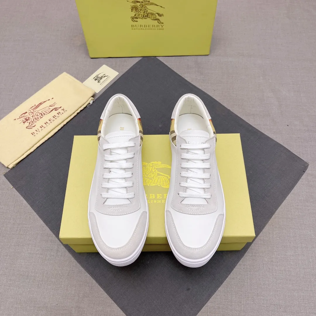 P360 B men's classic low-top sneakers are reinterpreted in Vintage plaid cotton and cowhide materials, decorated with a new brand logo. First-grain cowhide lining, embossed Burberry lettering logo on the heel, original outsole! 38-44 (45 46 customized) No. 019